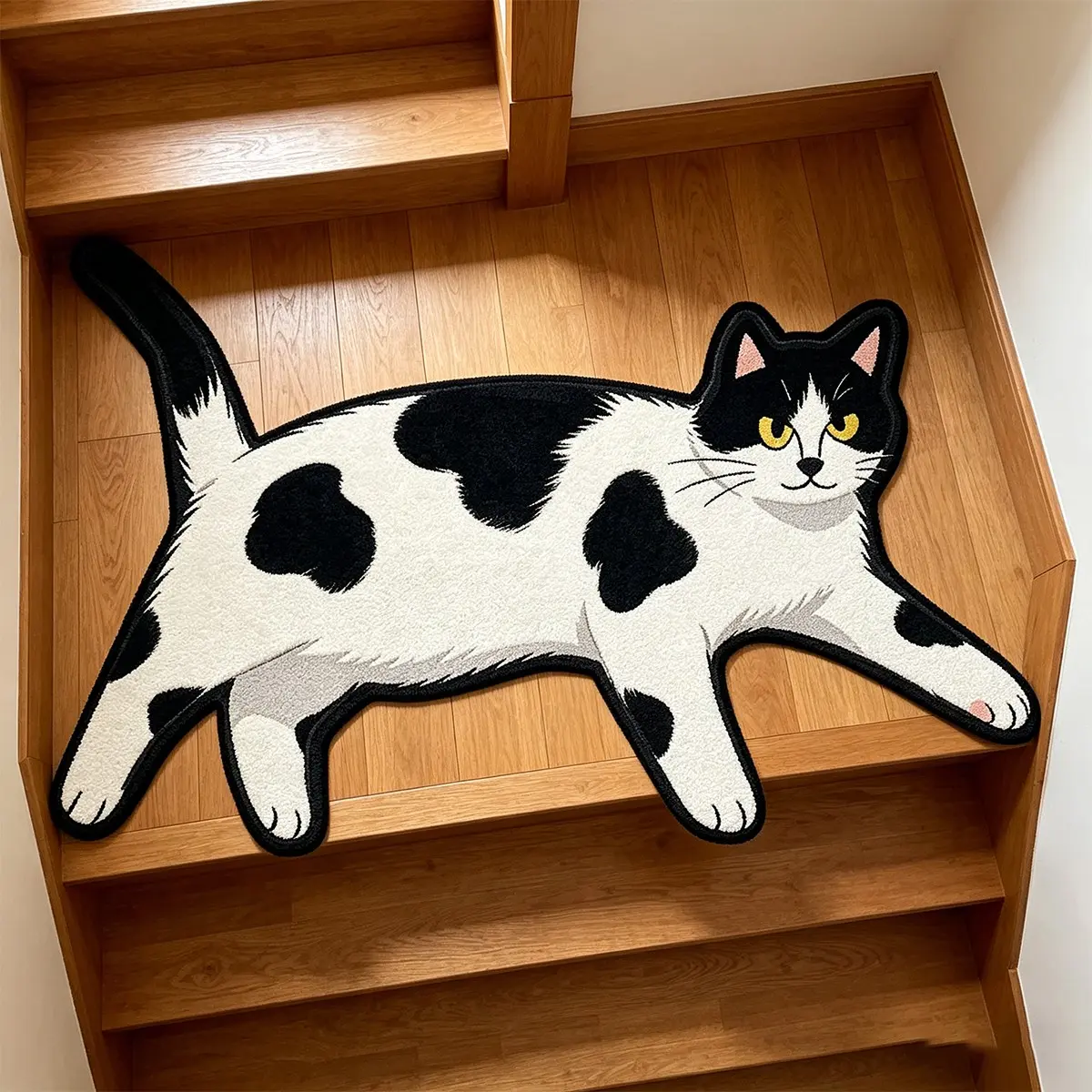 Cute Cat Shape Rug, Cartoon Cat Pattern, Non-Slip Bedroom Bedside Mat, Soft Comfortable Carpet, Washable Animal Living Room Rug