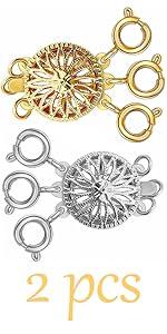 Lucky Necklace Layering Clasp Womens Jewelry Separators 18K Gold and Silver Multiple Necklace Clasp Look