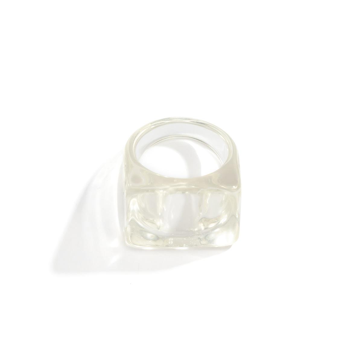 Trendy Colorful Acrylic Plain Ring Geometric Square Wide Resin Band Fashion Minimalist Jewelry for Women Men
