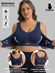 Plus Size Women's Adjustable Sports Bra Without Underwire, Seamless Comfort Fabric and Moisture-Wicking Design, Ideal for Running and Gym Workouts, Workout Bras