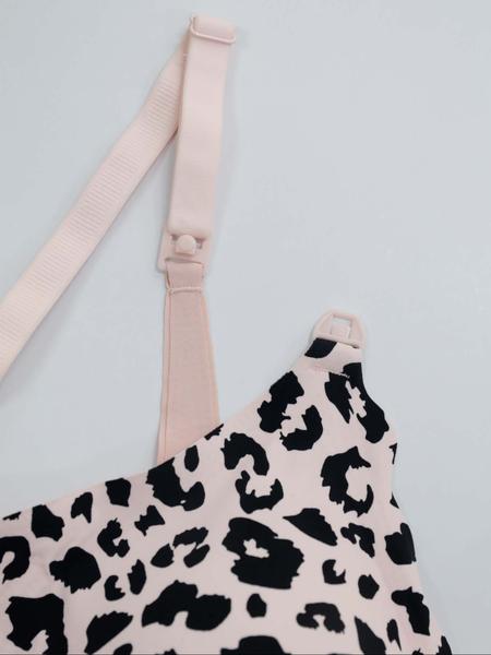 Women's Leopard Print Nursing Bra, Comfortable Postpartum Support, Adjustable Straps, Ideal for Breastfeeding Mothers