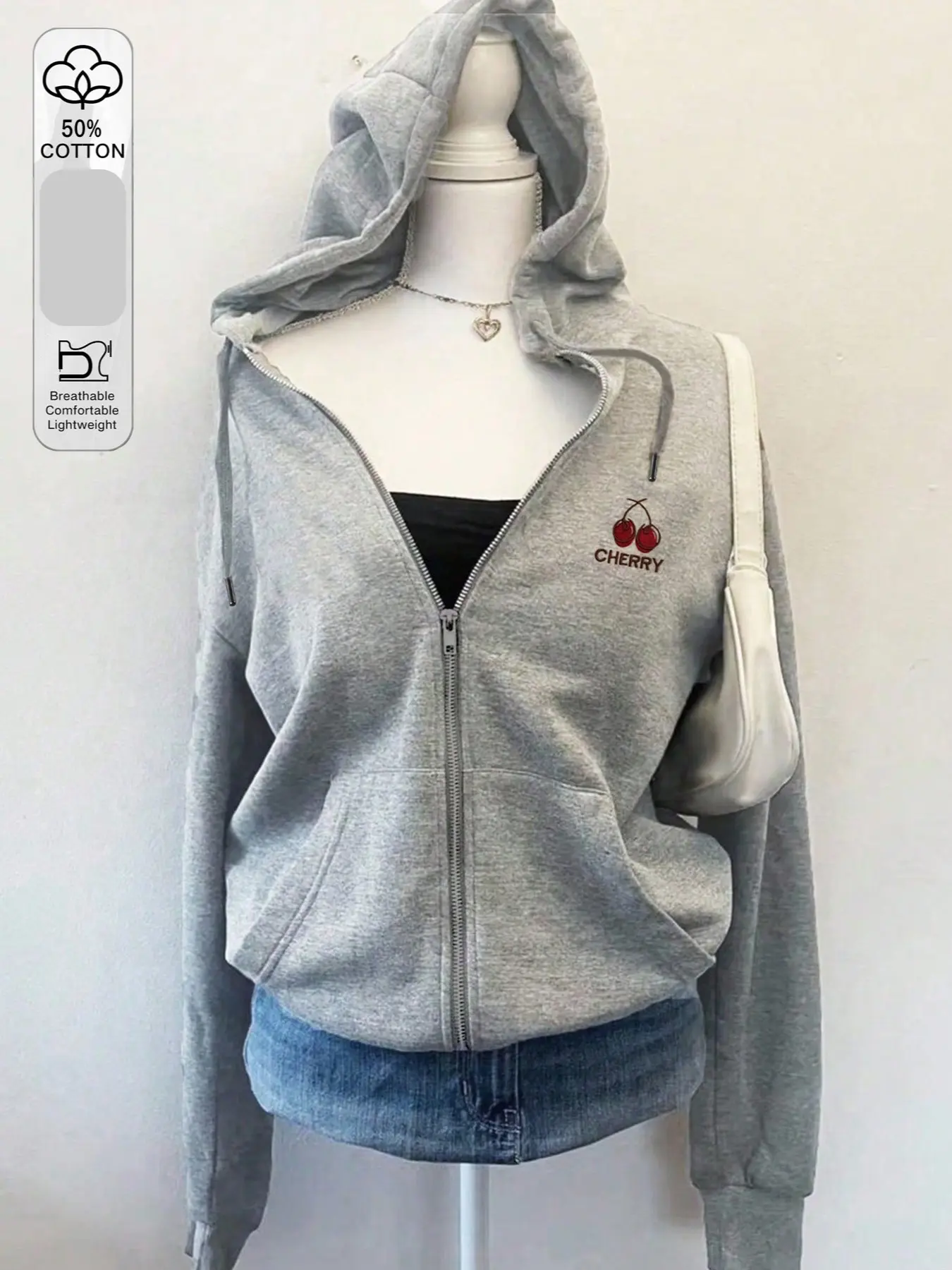 Women's Casual Cherry Print Hooded Sweatshirt, Graphic Hoodie Sweatshirt, Long Sleeve Loose Fit, Fall & Winter Fashion, Comfortable and Stylish