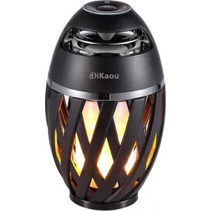 DiKaou LED Flame Outdoor Table Lamp Torch Table Lamp with Blutooth Speaker, Rechargeable Ambience Lantern with Flickers Warm Light for Patio/Porch/Home Decor, Best Gift for Men Women Teens Kids