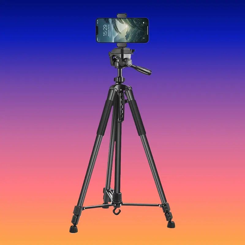 Adjustable Tripod Stand With Fill Light Holder Compatible For Phones And Cameras Ideal For Live Streaming Outdoor Shooting Video Recording