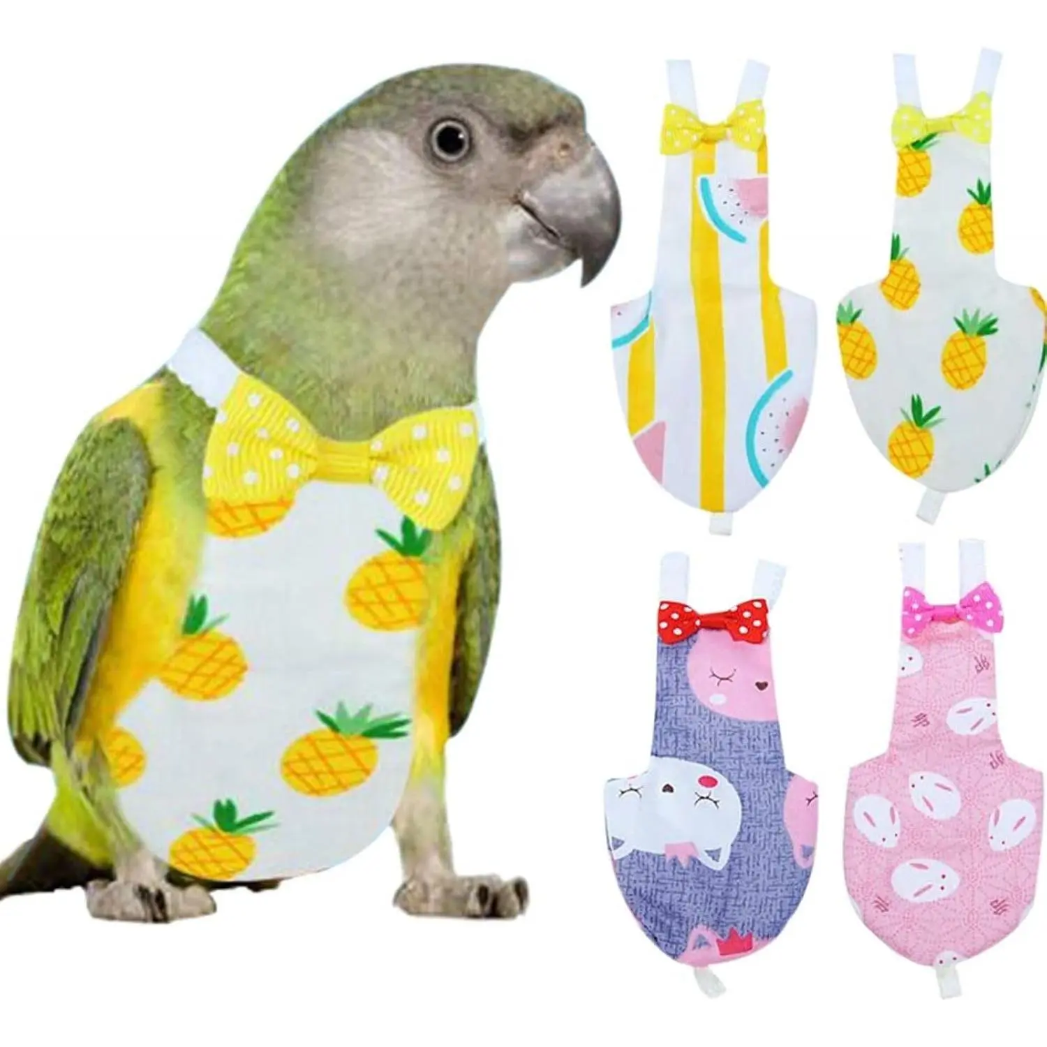 Reusable Bird Diaper Cockatiel Flight Clothes, Parrot Nappy with Waterproof Inner Layer, Cute Pigeon Urine Pants Costume for Conure Macaw African Budgies Sun Parakeet