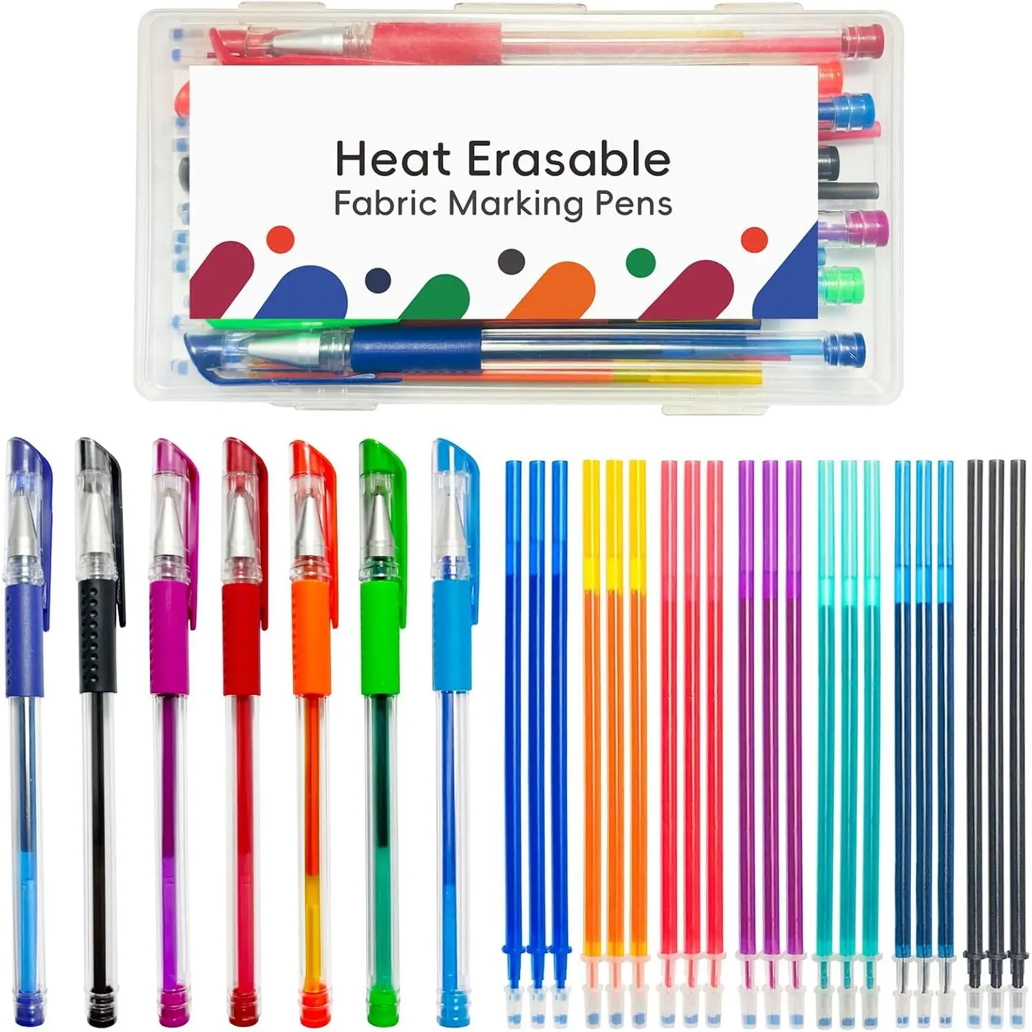 7 Color Heat Erasable Pens for Sewing with 21 Refills, 0.5mm Heat Erasable Fabric Marking Pens for Dressmaking, Embroidery, Quilting Gifts