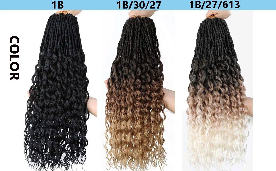 THE WELL KEPT 24 Inch Faux Locs Crochet Hair 6 Packs Soft Goddess Locs Crochet Braids Deep Wave Pre Looped Crochet Hair Extensions for Black Women (24 Inch, 1B)