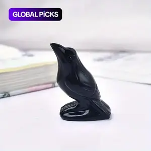 Natural Carved Obsidian Crow, 1 Count Crow Bird Statue, Collectible Figurine, Statue Figurines, Decorative Sculptures, Decorative Piece, Desktop Ornament for Home Office Decor, Home Decor, Black Crow Design, Halloween