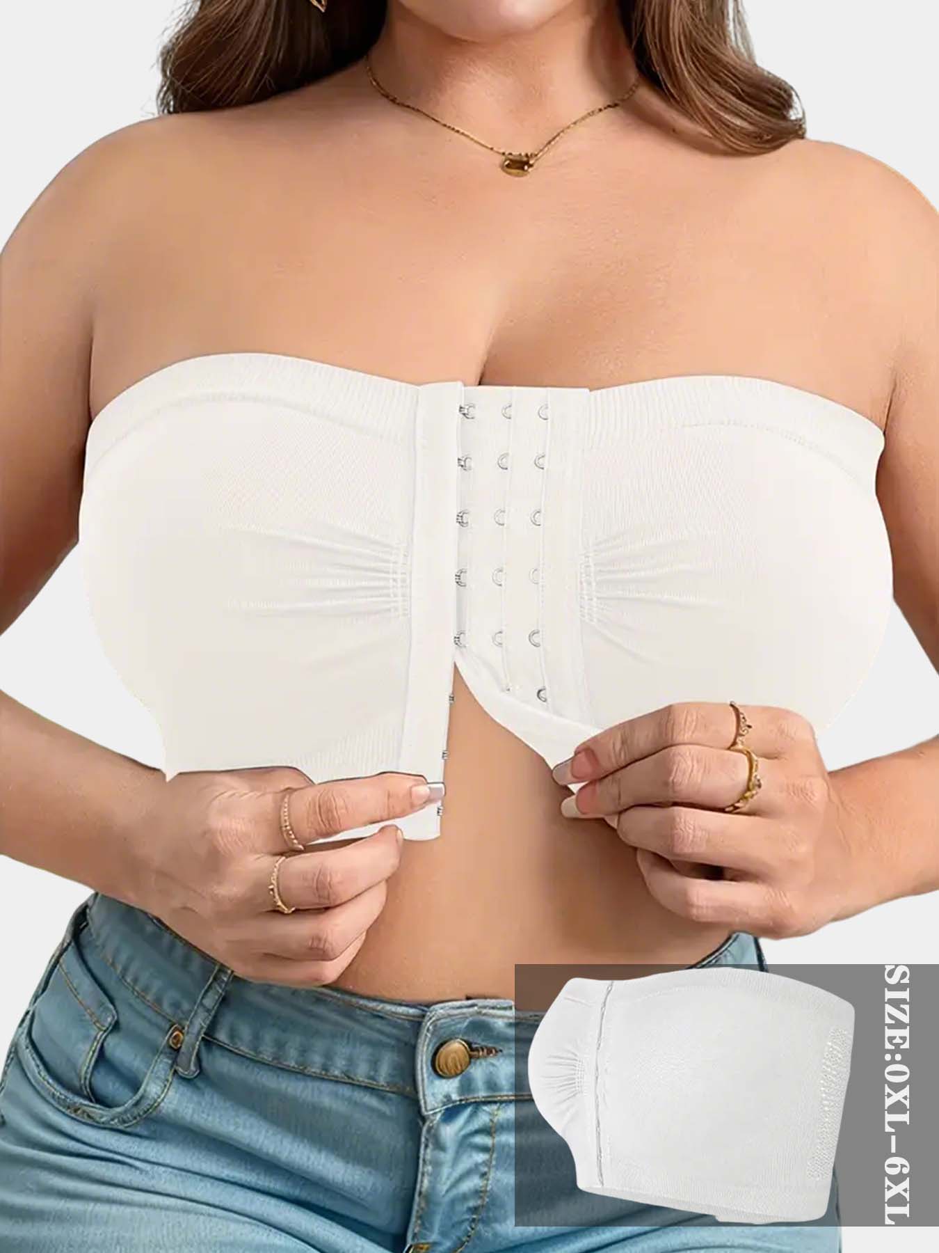 Plus Size Front Closure Wireless Bra, Comfortable Breathable Bandeau Sports Bra, Full Coverage Slimming Design, Workout Yoga Bra Plus Size Front Closure Wireless Bra, Comfortable Breathable Bandeau Sports Bra, Full Coverage Slimming Design, Workout Yoga Bra