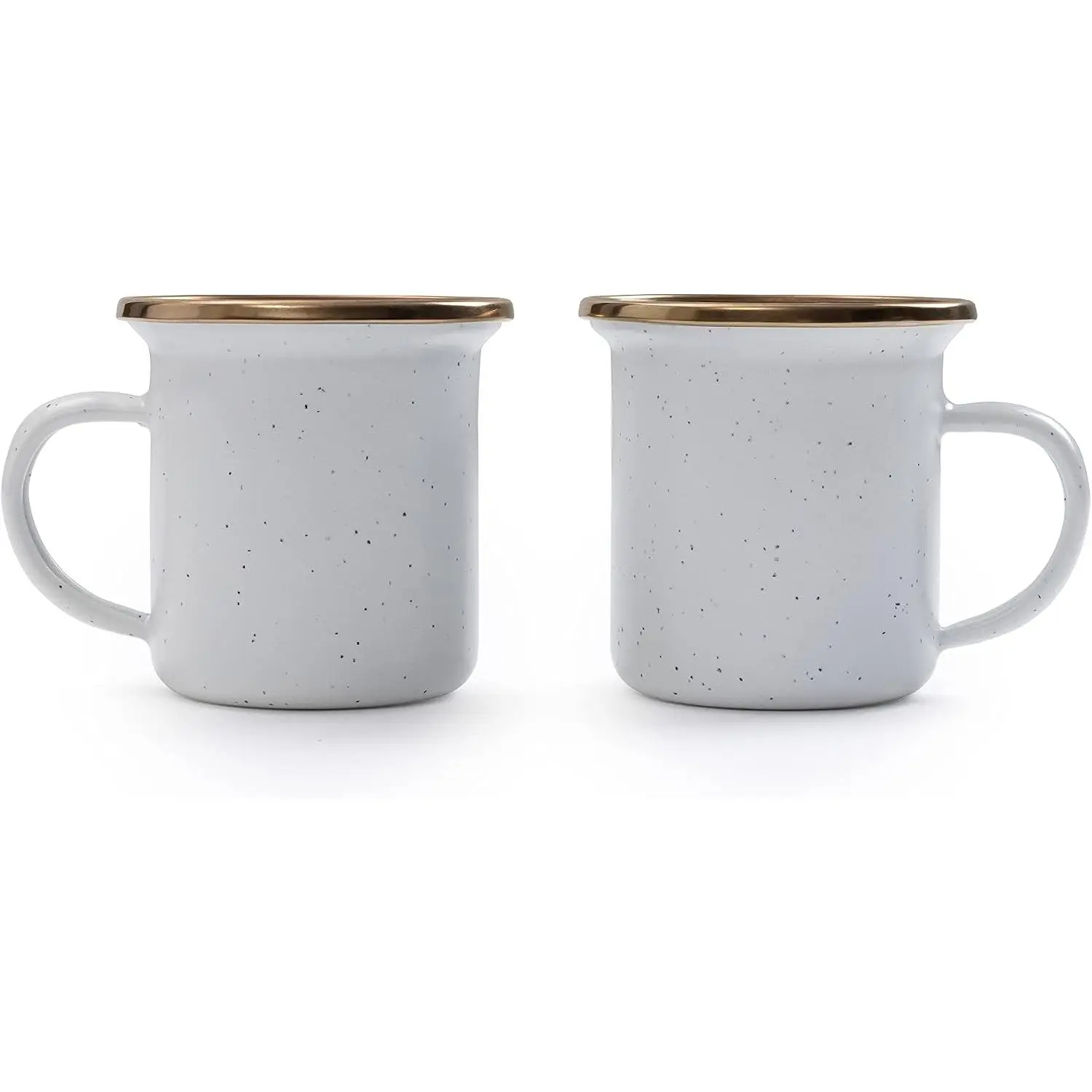 5-Ounce Enamel Espresso Cup Set of 2 - Small Coffee Mug and  Cup - Stainless Steel Rim Camping Mug for Indoor and Outdoor Use (Eggshell)