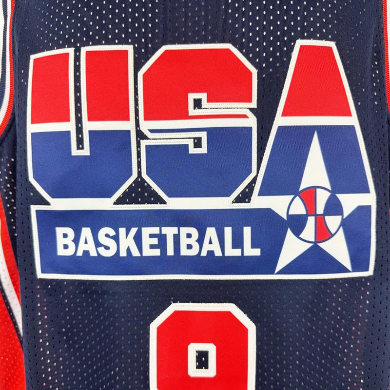 1992 USA #9 basketball jerseys for men basketball jersey Sewing embroidery Retro basketball uniform big size Mesh breathable Casual loose sportswear Outdoor sportswear White Blue S-2XL 90s Dream Team Cheap High Quality Accept mixed wholesale, Retro Embroi