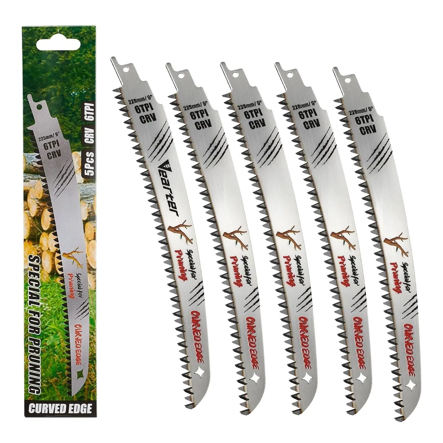 9''(225mm) Reciprocating     5 count, 6TPI Cr-V Reciprocal   for Trees with Triple-Ground Offset , Curved  Recip   for Trimming and