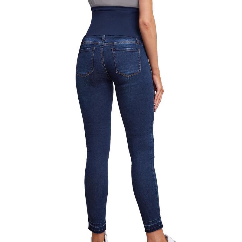 Maternity High Waist Belly Support Denim Pants Fashion Slim Fit Stretch Spring Autumn Maternity Wear