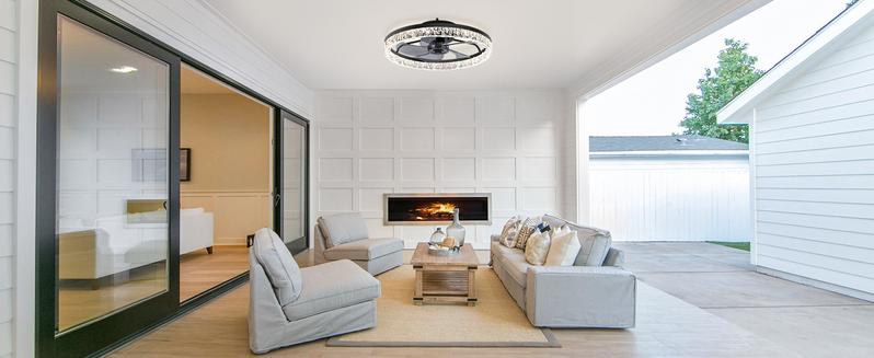 Ceiling Fans with Lights and Remote, 20'' Low Profile Ceiling Fans, 3000K-6500K Dimmable Modern Flush Mount LED Ceiling Fan, 6 Wind Speeds, Fandelier Ceiling Fan with Lights for Bedroom