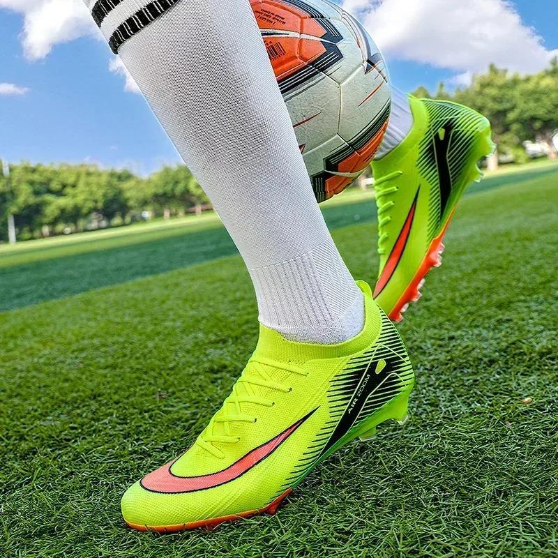 New Men Football Boots Cleats Shoes Soccer Long Spikes Training Ultralight Outdoor Drop Soccer Shoes FG Non-Slip