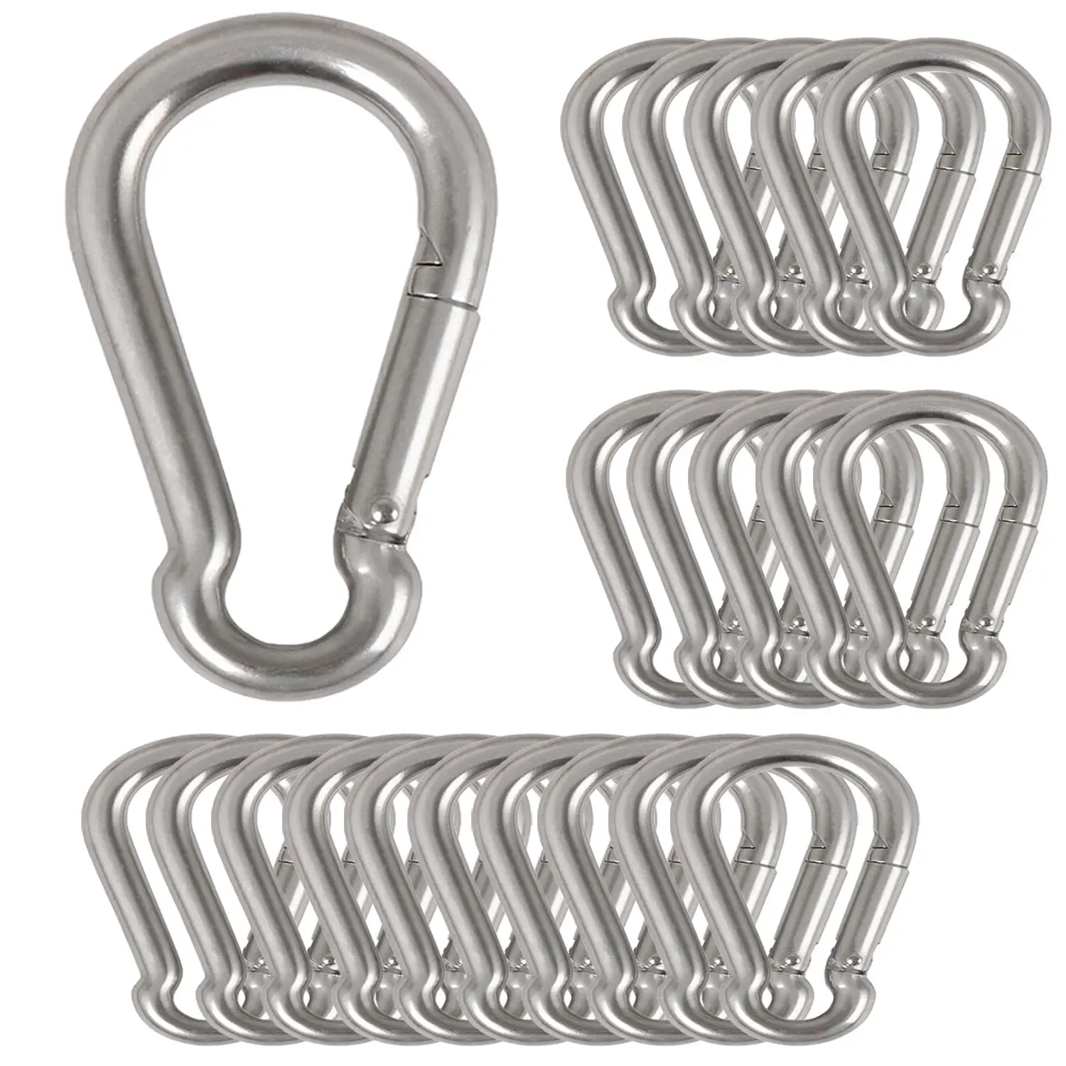 20Pcs 4” Safety Spring Snap Hook, M10 3/8" Carabiner Quick Link Snap Hooks for Camping Hiking, 770LBS Holding Capacity Heavy Duty Steel Carabiner Clip Buckle for Swing Hammock Gym Outdoor