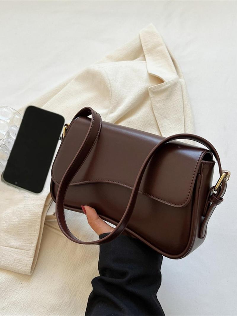 Women's Elegant Solid Color Flap Crossbody Shoulder Bag with Adjustable Strap, All-Season Fashion Commuter Single-Shoulder Purse
