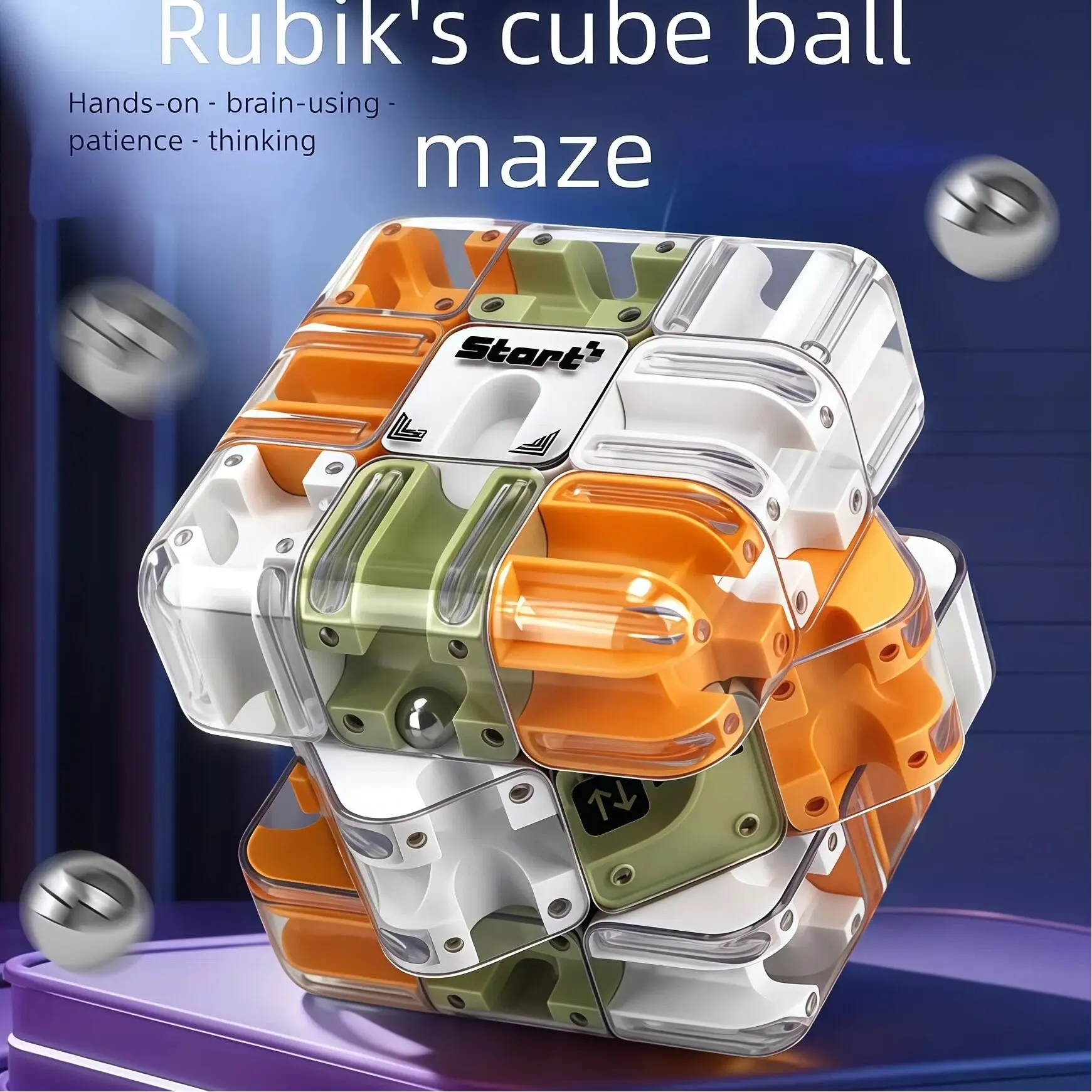 3D Ball Maze Cube Puzzle - MagicCube Toy for Kids & Parents, Interactive Play,Stress Relief Tool, Enhances Logical Thinking &Skills Training Learning Toy，Logic training puzzle