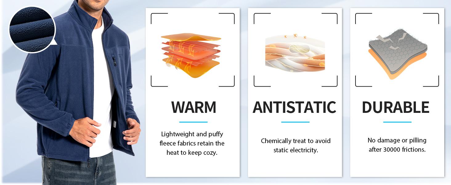 Pioneer Camp Men's Lightweight Polar Fleece Jacket Full Zip Antistatic Casual Coat Soft Warm Outwear with Zipper Pockets Pioneer Camp Men's Lightweight Polar Fleece Jacket Full Zip Antistatic Casual Coat Soft Warm Outwear with Zipper Pockets