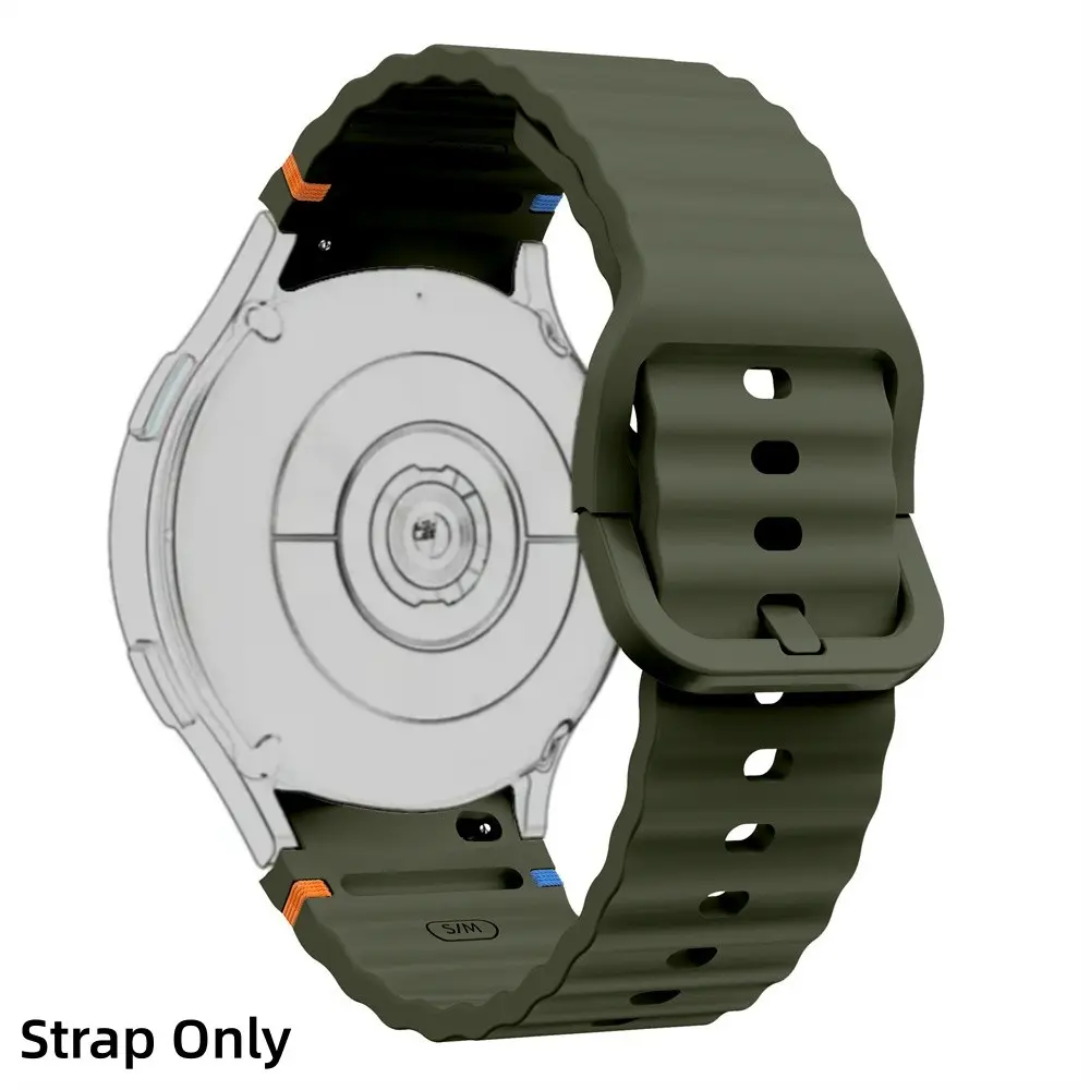 Silicone Smart Watch Strap, Smartwatch Accessories, for Samsung Galaxy Watch 7 6 5 4 FE 40mm 44mm/6 Classic 43mm 47mm/4 Classic 42mm 46mm/5 Pro 45mm One-Button with arc interface Seamless Stitching Men & Women Replacement Band