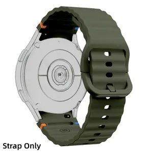 Silicone Smart Watch Strap, Smartwatch Accessories, for Samsung Galaxy Watch 7 6 5 4 FE 40mm 44mm/6 Classic 43mm 47mm/4 Classic 42mm 46mm/5 Pro 45mm One-Button with arc interface Seamless Stitching Men & Women Replacement Band