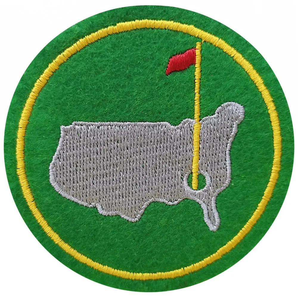 1 Count Red Flag Golf& Map Iron On Patch, The Masters Tournament Embroidered Patch Iron On Applique for Backpacks, Dog Harnesses, Vests, Hats, Helmets, Gym Bags
