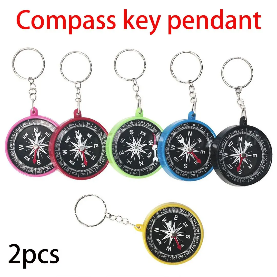 Two-Pack Outdoor Compass, Plastic Magnetic Compass with Keychain, Portable Emergency Gear, Ideal for Hiking, Travel, Road Trips