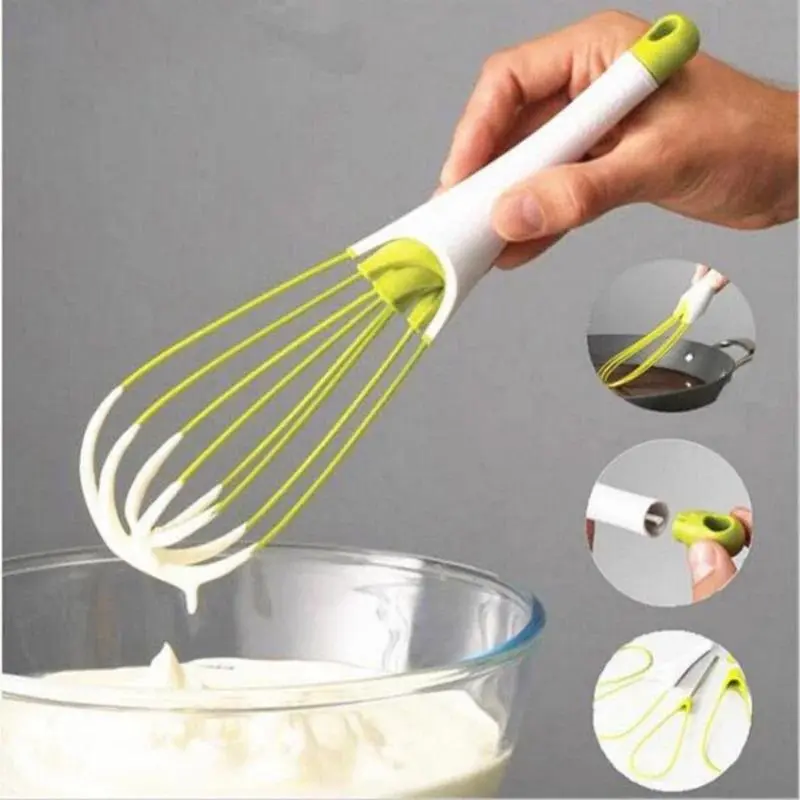1pcs Multifunctional Rotary Manual Egg Beater Mixer Mini Plastic Kitchen Egg Whisk Bake Tool Egg Agitator Silicone Eco-Friendly