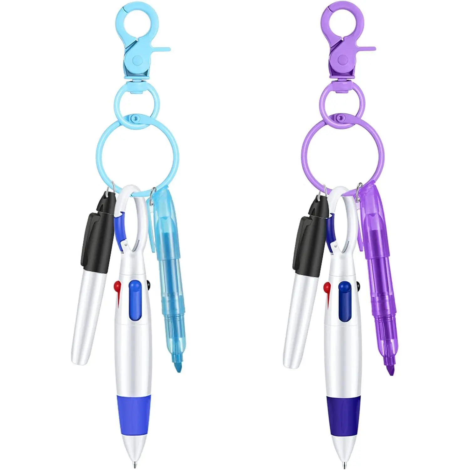 Mini Highlighter Nurse Pen Pack Set Nurse Pens for Badge Include  and  Tip Highlighter 2 Permanent Marker and 2 Retractable Ball with 2  Clip(Blue, )