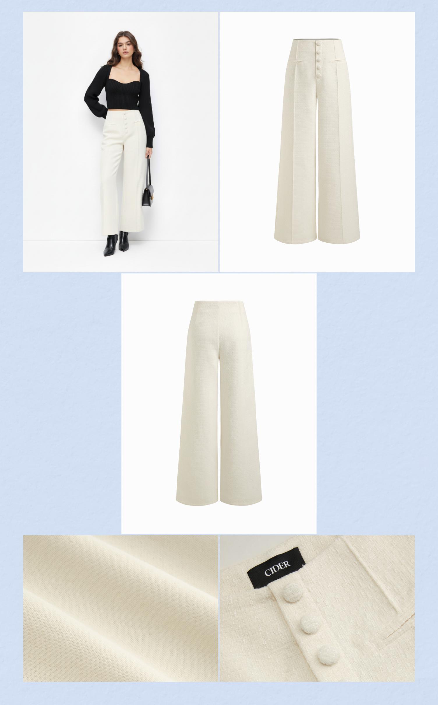 Cider Tweed High Rise Wide Leg Trousers