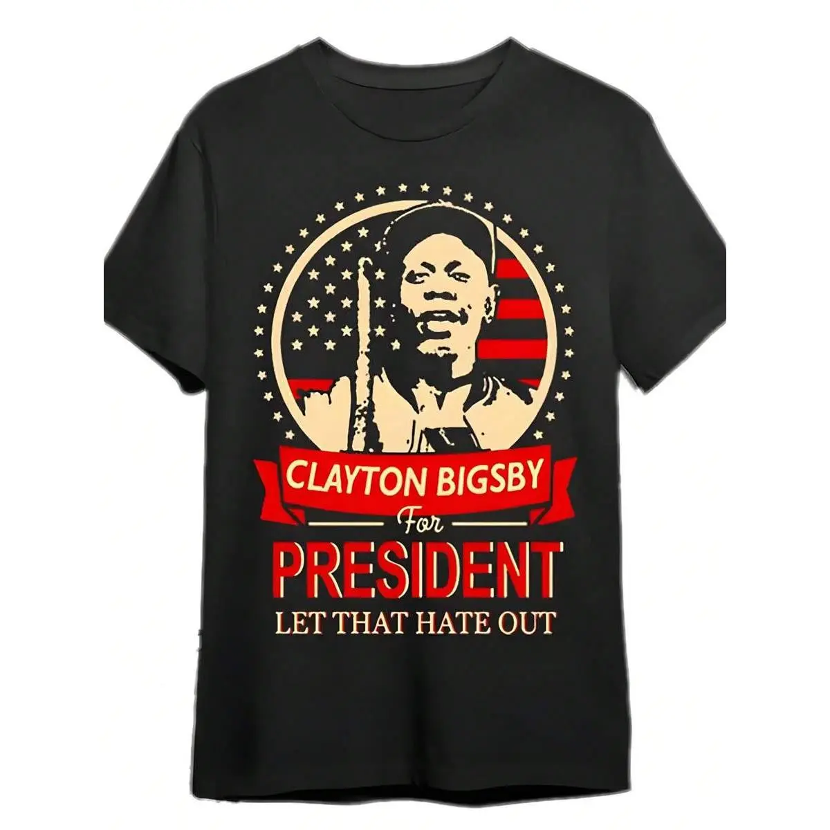 One Piece, 100% Cotton, Clayton Bigsby President Dave Chappelle Retro Exquisite Letter Pattern T-Shirt, Couple Men's Short Sleeved Printed T-Shirt, Round Neck High Street Pure Cotton Short Sleeved T-Shirt, Fashionable And T-Shirt, Holiday Gift
