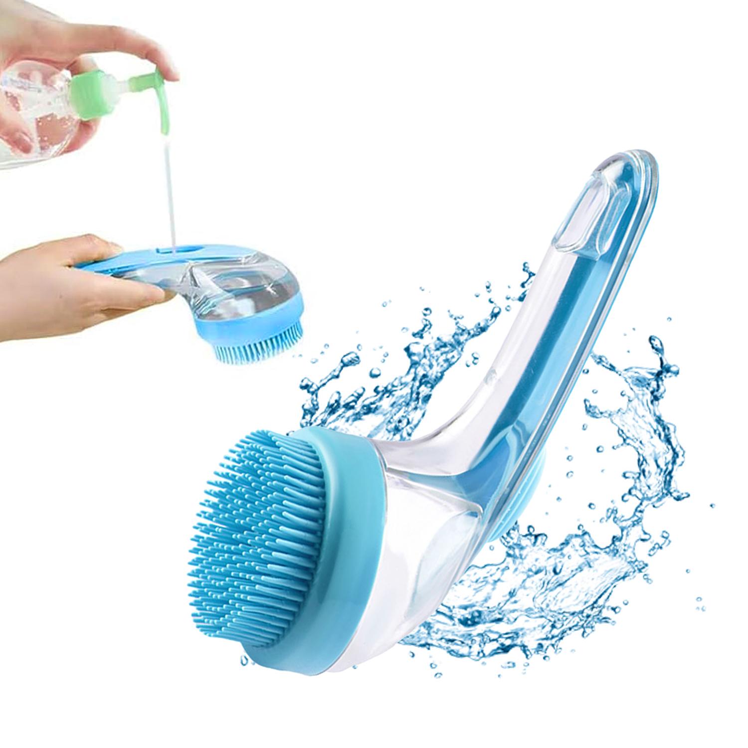 Pet Bath Brush 2 in 1 Dog Bath Brush with Built-in Shampoo Dispenser Multi-functional Dog Bath Brush for Long & Short Haired Dogs Cats Shower