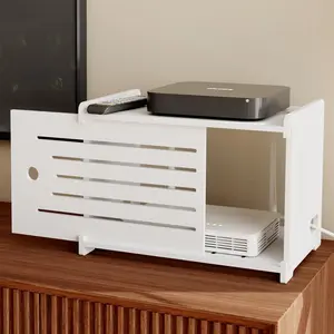 Solid Wood WiFi Router Storage Box Hider Shelf Decorative Projector Box Hider Rack Countertop Wall Mounted Organizer for Cable Modem Internet Router Power Cover