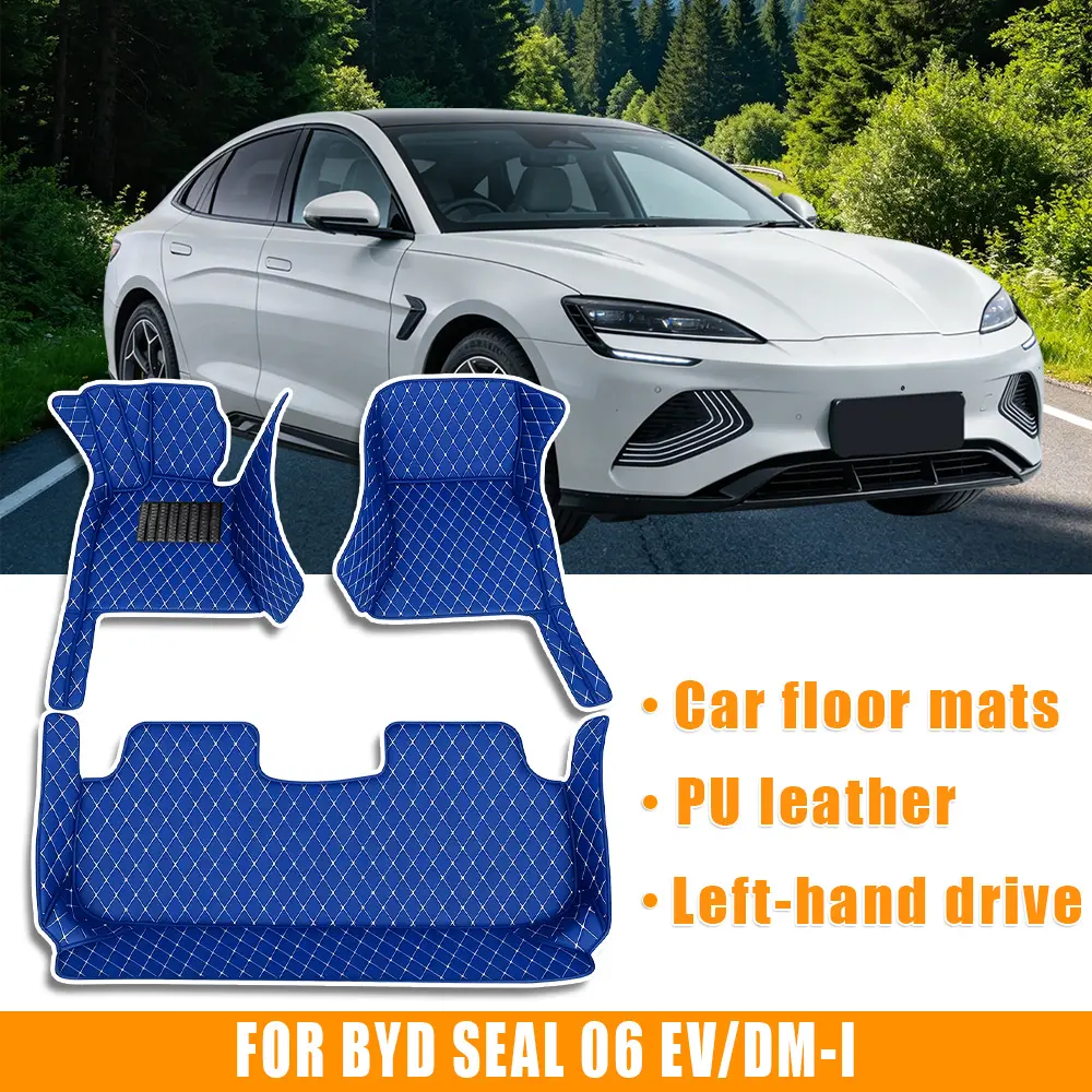 For BYD Seal 06 EV/DM-i PU leather left-hand drive car floor mat, 360 degree protection design for car floor pad, car interior accessories, suitable for heavy weather, quick disassembly, cleaning and installation for daily use