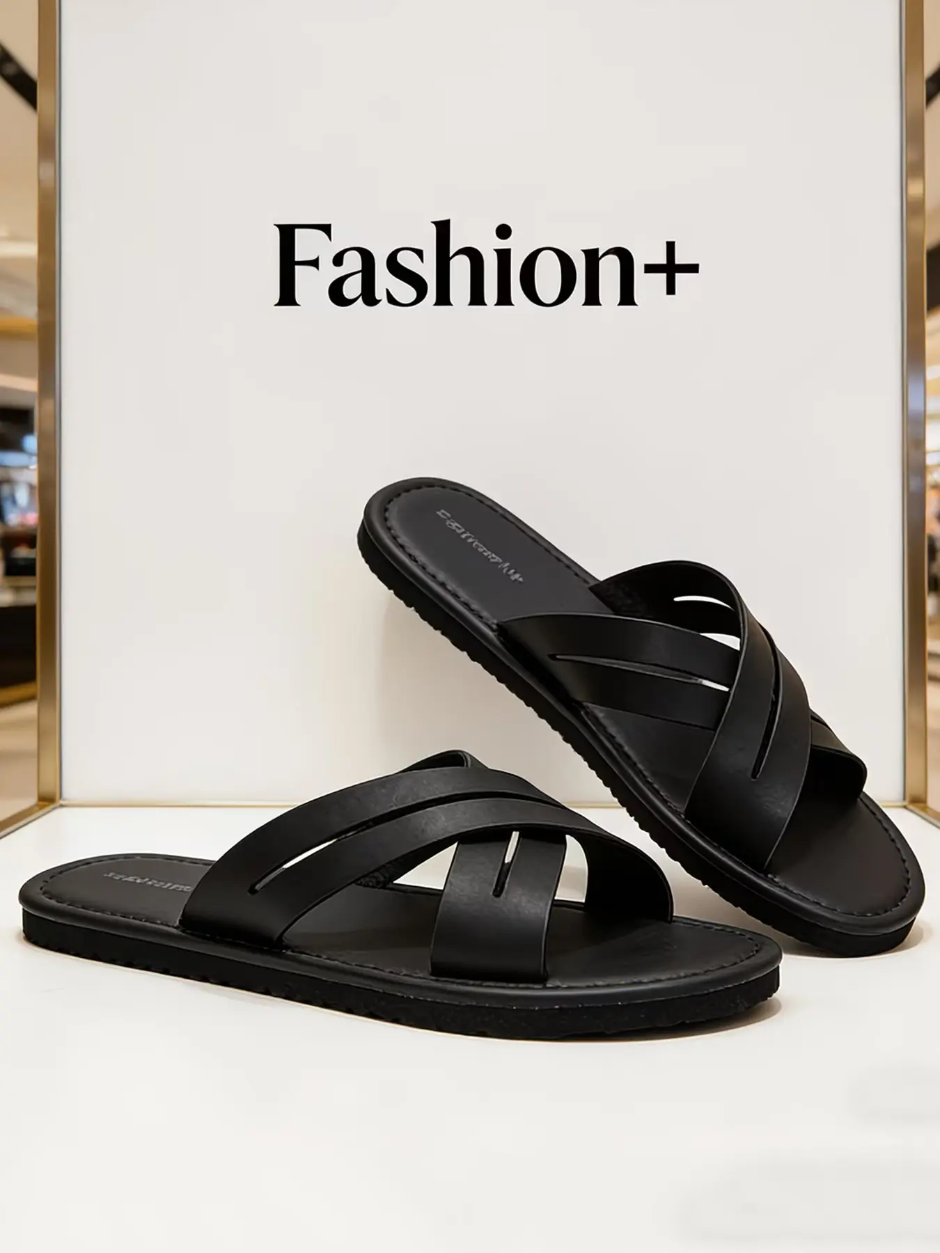 Simple Solid Color Cross Strap Men's Sandals, Soft Sole Anti-Slip Outdoor Flip Flops, Beach Home General Use Casual Slippers