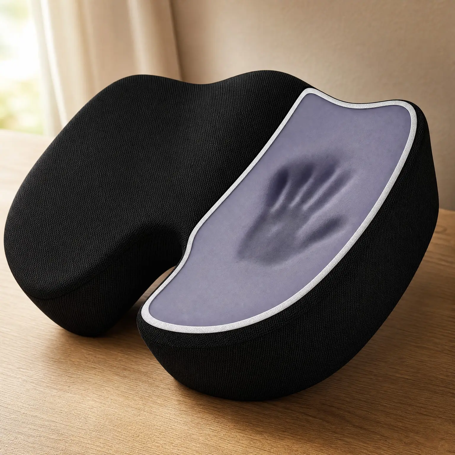 Memory Foam Seat Cushion for Office & Car – Orthopedic Coccyx Pillow for Sciatica, Tailbone & Back Pain Relief, Black, Ideal for Pregnancy and Long Sitting at WorkGift