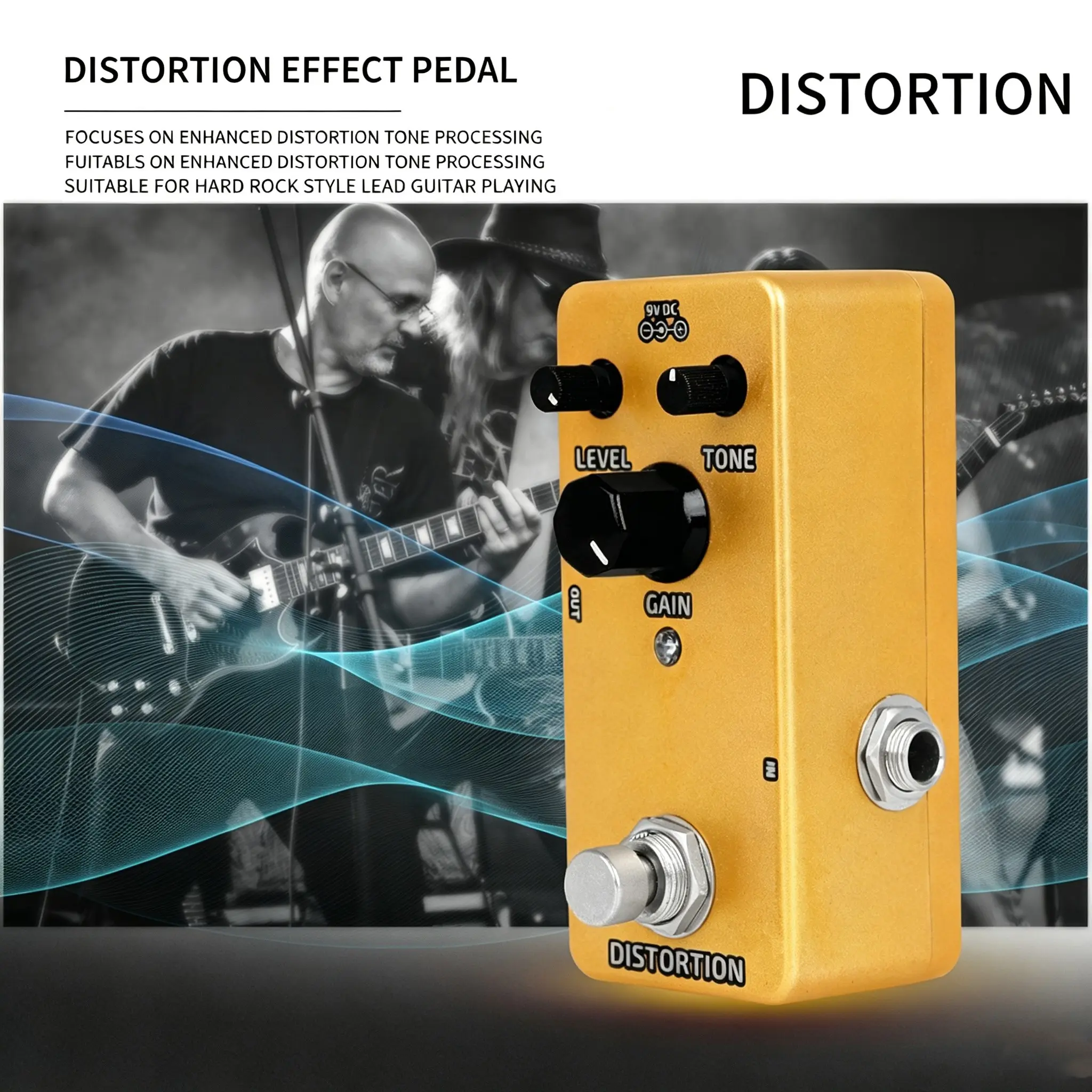 Irin Electric Guitar Overdrive Pedal, Compact Single-Block Stompbox, Three Knobs Adjustable, Smooth Warm Sound, Ideal for Beginners and Live Performances