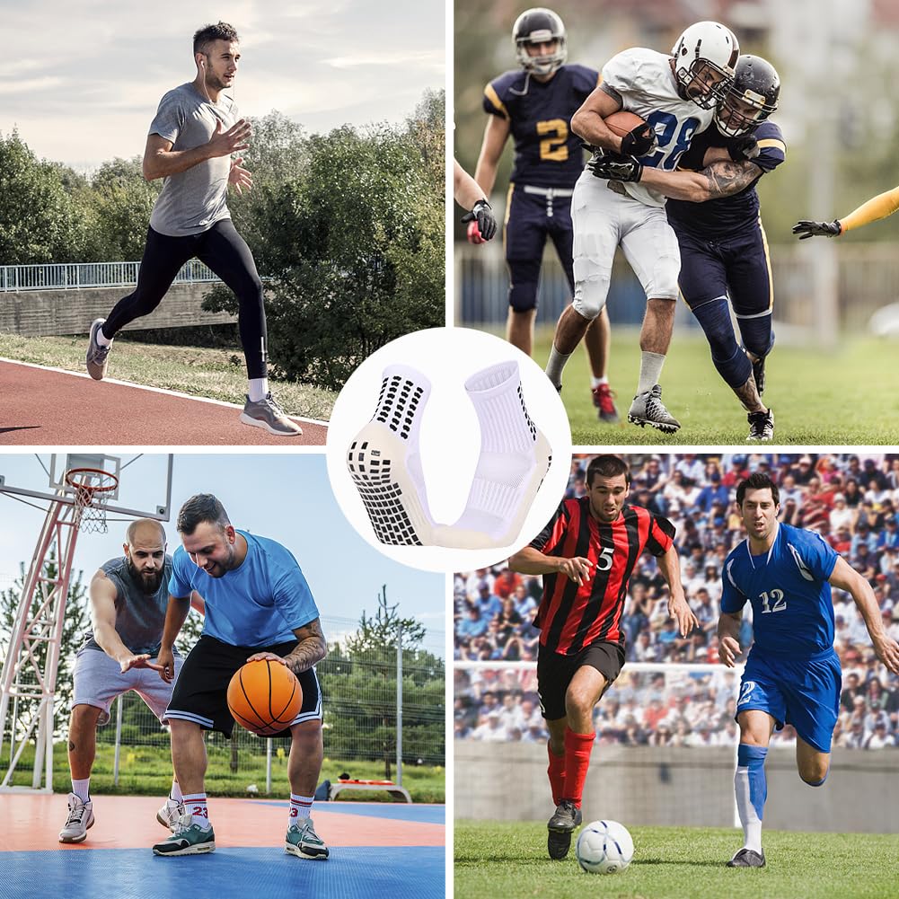 1/3/5/8 Pairs Men’s Soccer Socks Grip Socks Soccer Cushioned Non Slip Grip Sports Football Basketball Socks