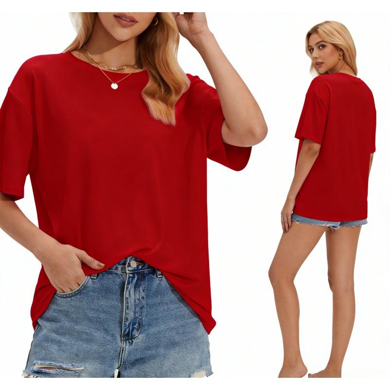 Stelle Non See Through Oversized T Shirts,Women Crew Neck Short Sleeve,Summer Tops Soft Basic Tee Shirt,Unisex,versatile