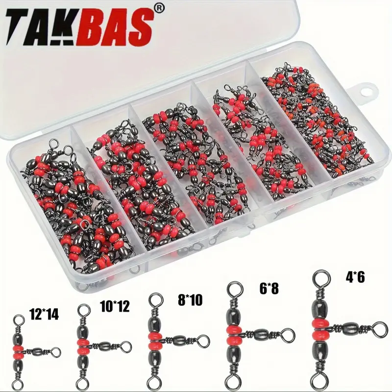 Fishing 3- Way Swivels, Fishing Accessories, Packaged in 25 or 50pcs, Featuring Triple T- Shaped Tube Swivels for Cross Line Connection, Suitable for Catfish Setups and Other Fishing Gear.