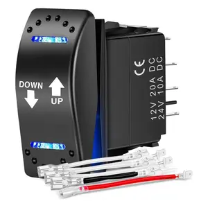 Nilight Vertical 7Pin DPDT Waterproof Rocker Switch - On/Off, Momentary Down/Up, Blue - for Jeeps, Campers, Cans