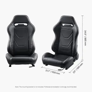 VEVOR Racing Seat, 2 Set, Adjustable Racing Cockpit with Wide Angle Reclining High - Resilience Foam, Comfortable Racing Chair with Soft PVC Leather Q235B Slider, Fit for Racing Cars Go - Karts
