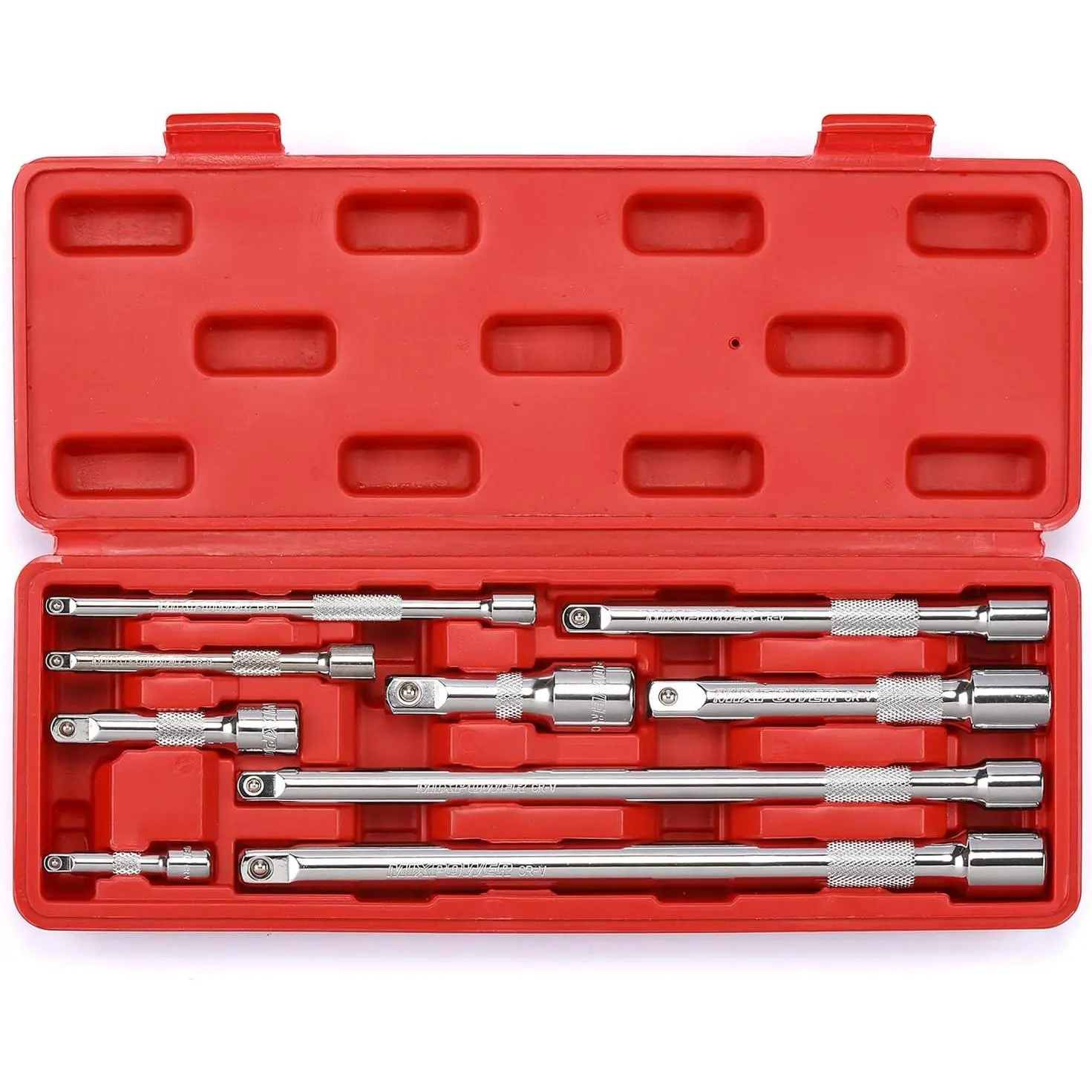 9- Extension Bar Set, 1/4", 3/8" and 1/2" Drive Socket Extension Bar, CR-V, Mirror Finish