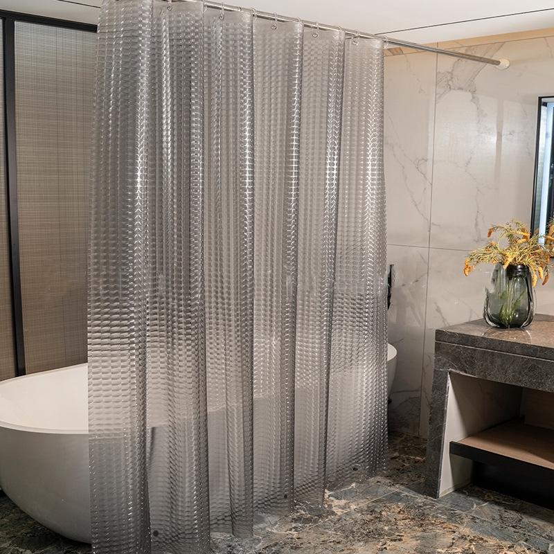 Bathroom Shower Curtain, Shower Curtain Liner, 1 Count Waterproof Shower Curtain with 12 Hooks, Bathroom Decor Supplies for Home Hotel Dormitory