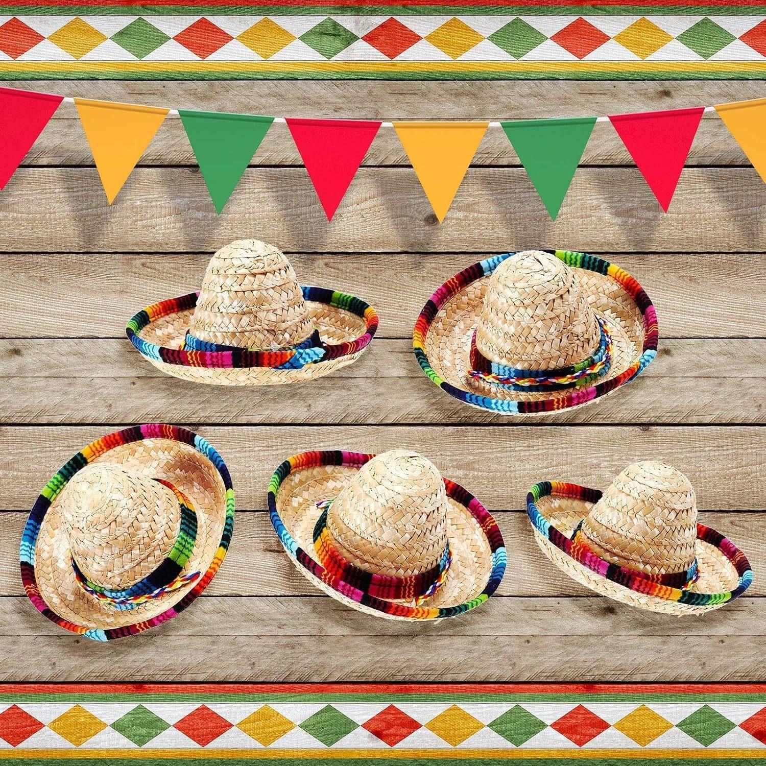Mexican colorful rope pet hats for lizards, cats, and dogs, summer straw hats, Cinco de Mayo holiday costumes