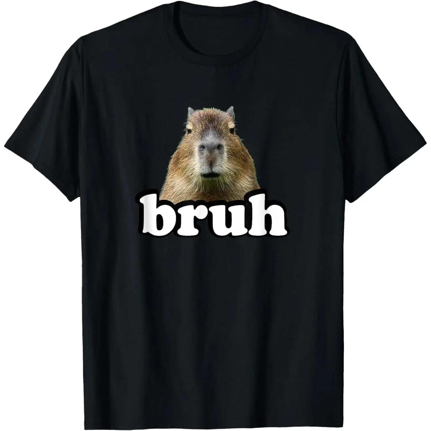 Women's 100% Cotton Capybara T-Shirt, Short-Sleeve, Crew Neck-Round Neck, Vintage Everyday Top, Crew Necks