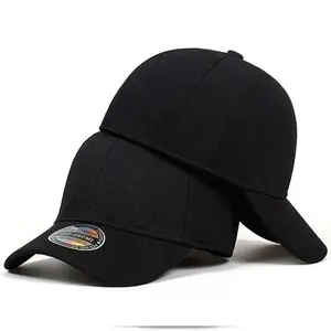 Classic Black Baseball Cap, Structured Unisex Minimalist Design with Adjustable Strapback, Breathable & Lightweight for Outdoor Sports, Fits 57-58cm, 57Cm To 58Cm