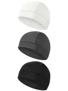 Unisex Solid Color Cycling Cap, 3 Counts Sports Cycling Liner Cap, Sweat-absorbent Sports Cycling Cap Uv Protection for Men & Women, Sports Outdoor Hats, Outdoor Sun Cap