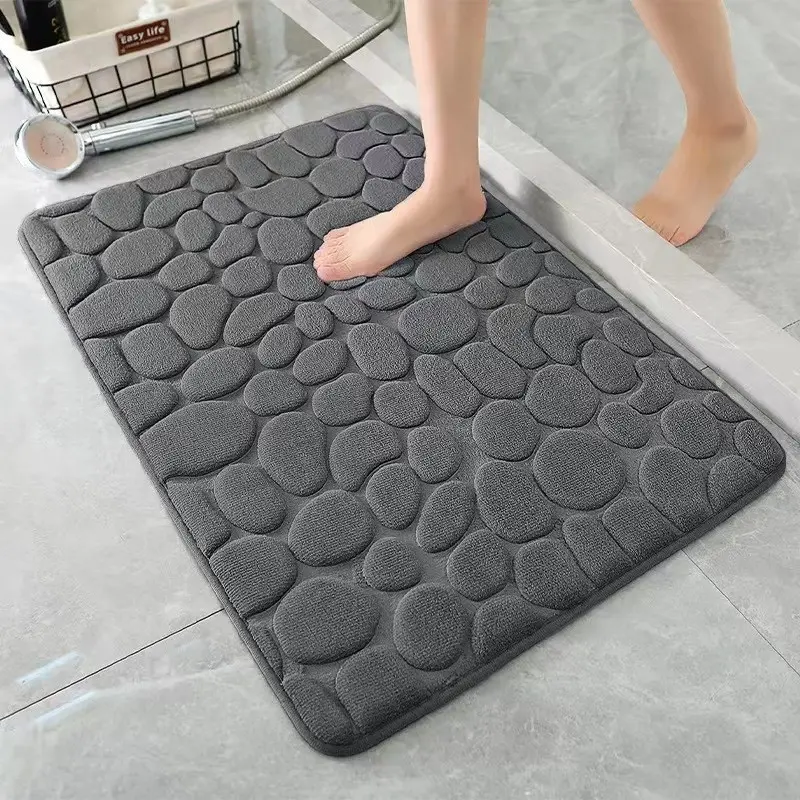 1 pcs Soft Quick Drying Memory Foam Bath Mat Ultra Soft Coral Fleece Non Slip Absorbent Floor Rug with PVC Polyester Backing Machine Washable Rectangular Lightweight Comfortable Carpet for Bathroom Shower Bedroom Indoor Doorway