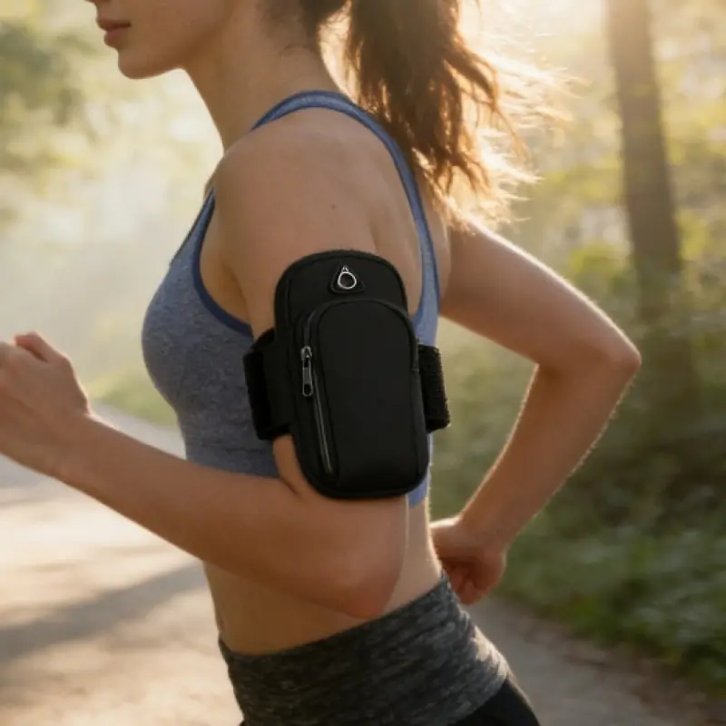 Lightweight outdoor sports arm pouch for cycling, portable storage bag to hold phones. Practical phone arm sleeve suitable for fitness, jogging and hiking.